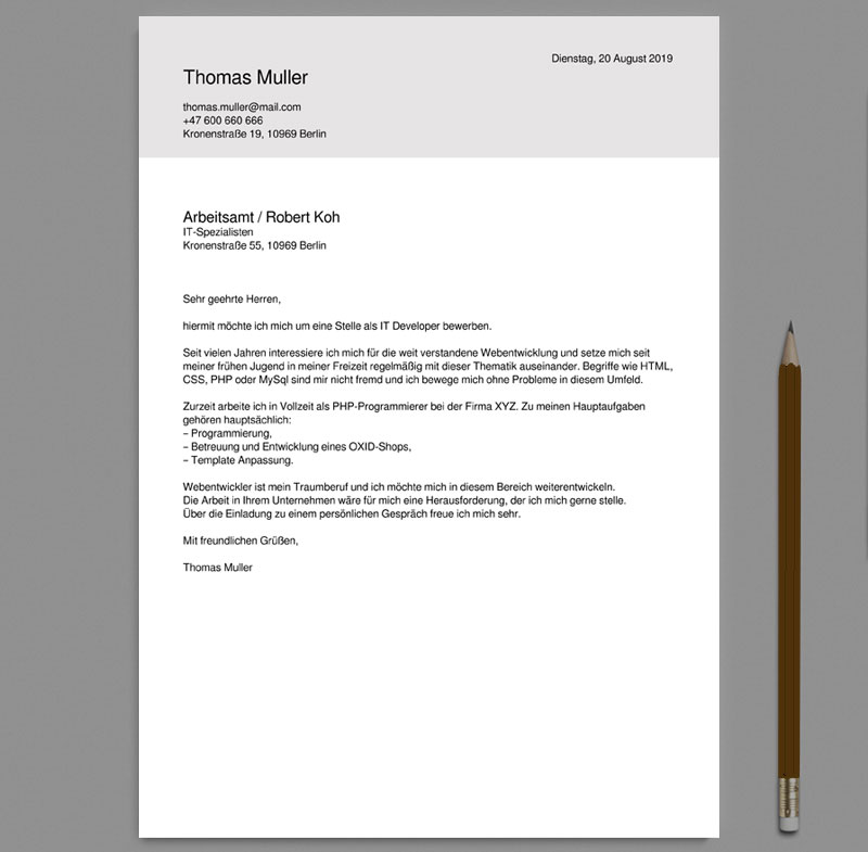sample cover letter for job in germany